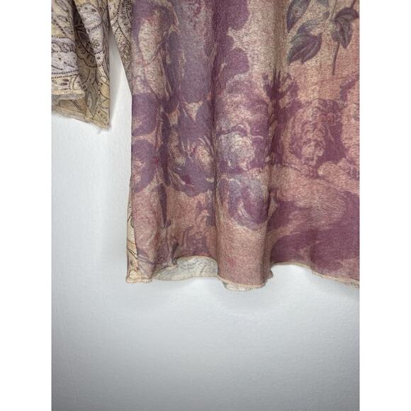 LANE BRYANT Y2K Mesh Tattoo Print Cherub Angel Toile Paisley Floral Top Sz 14/16 - Picture 3 of 9